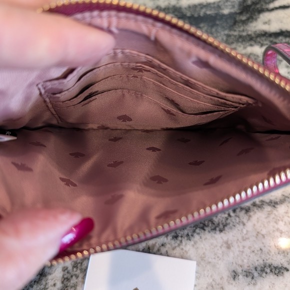 kate spade Heart-Print Pink & Burgundy Wristlet Clutch - Picture 6 of 7